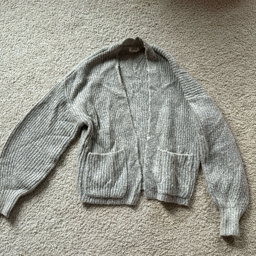 XS grey cardigan brand is a.n.a but bought from J.C.Penny